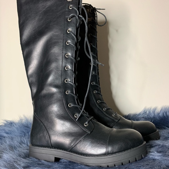 tall black combat boots
